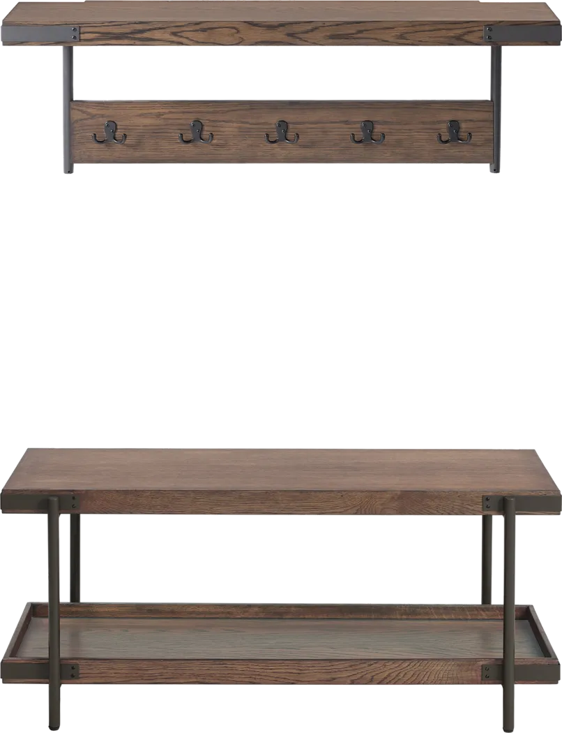 Felbridge Brown Coat Hook & Bench, Set of 2 - Thumbnail - Image 1