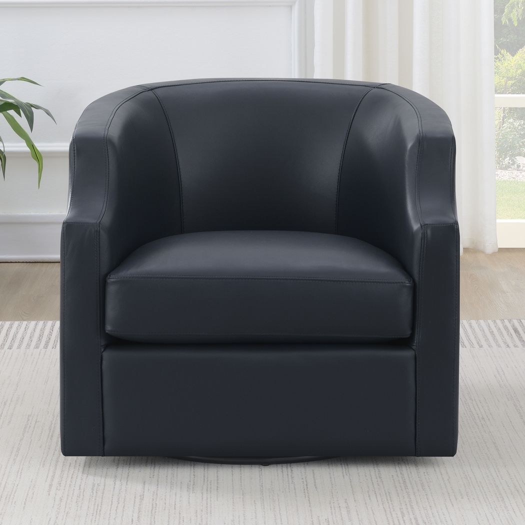 Feleti Dark Blue Swivel Chair - Thumbnail - Image 2