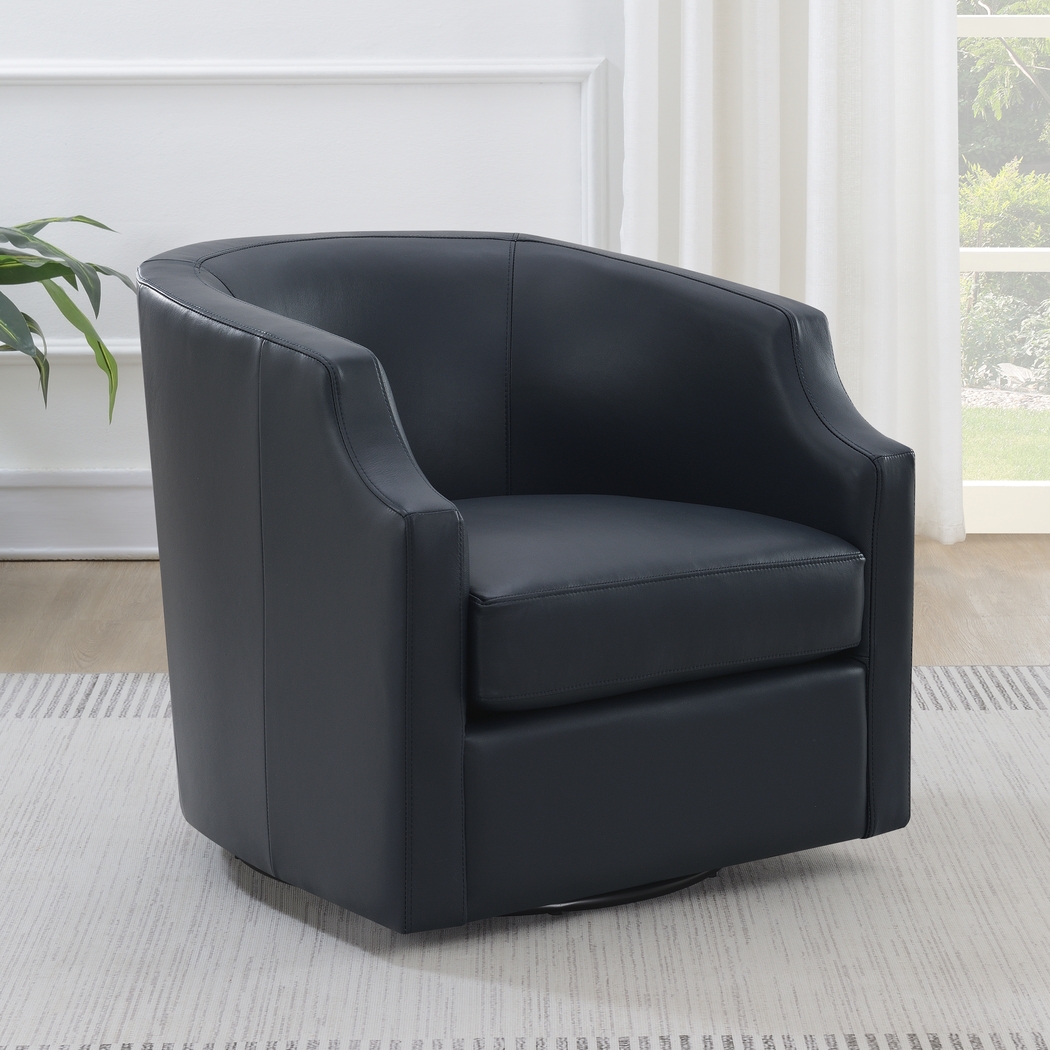 Feleti Dark Blue Swivel Chair - Thumbnail - Image 1