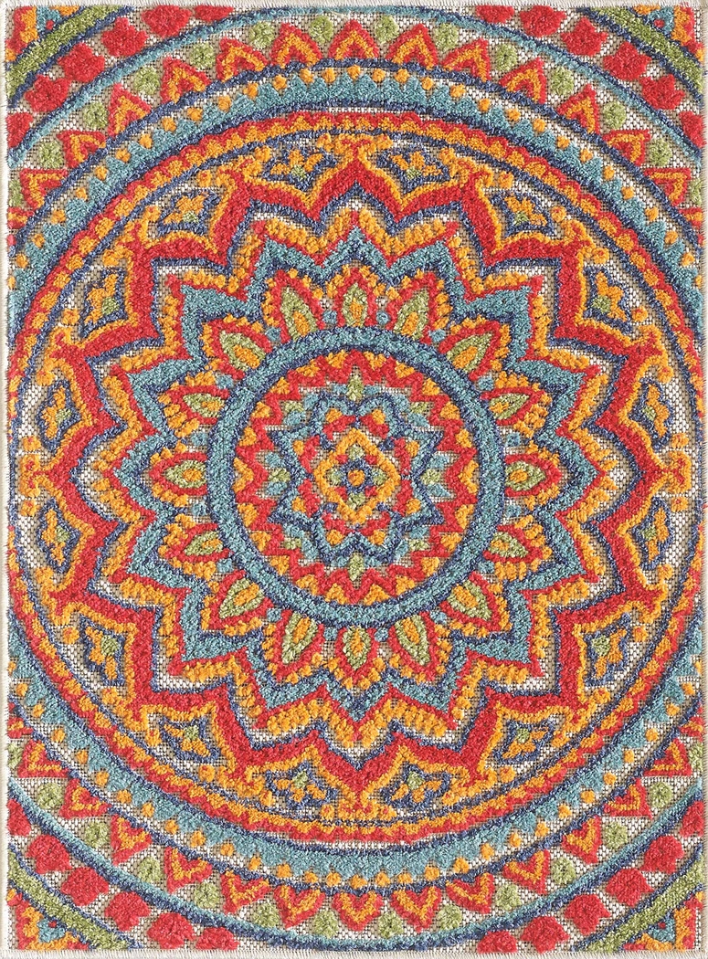 Femi Multi 7'10 x 9'10 Indoor/Outdoor Rug - Thumbnail - Image 4