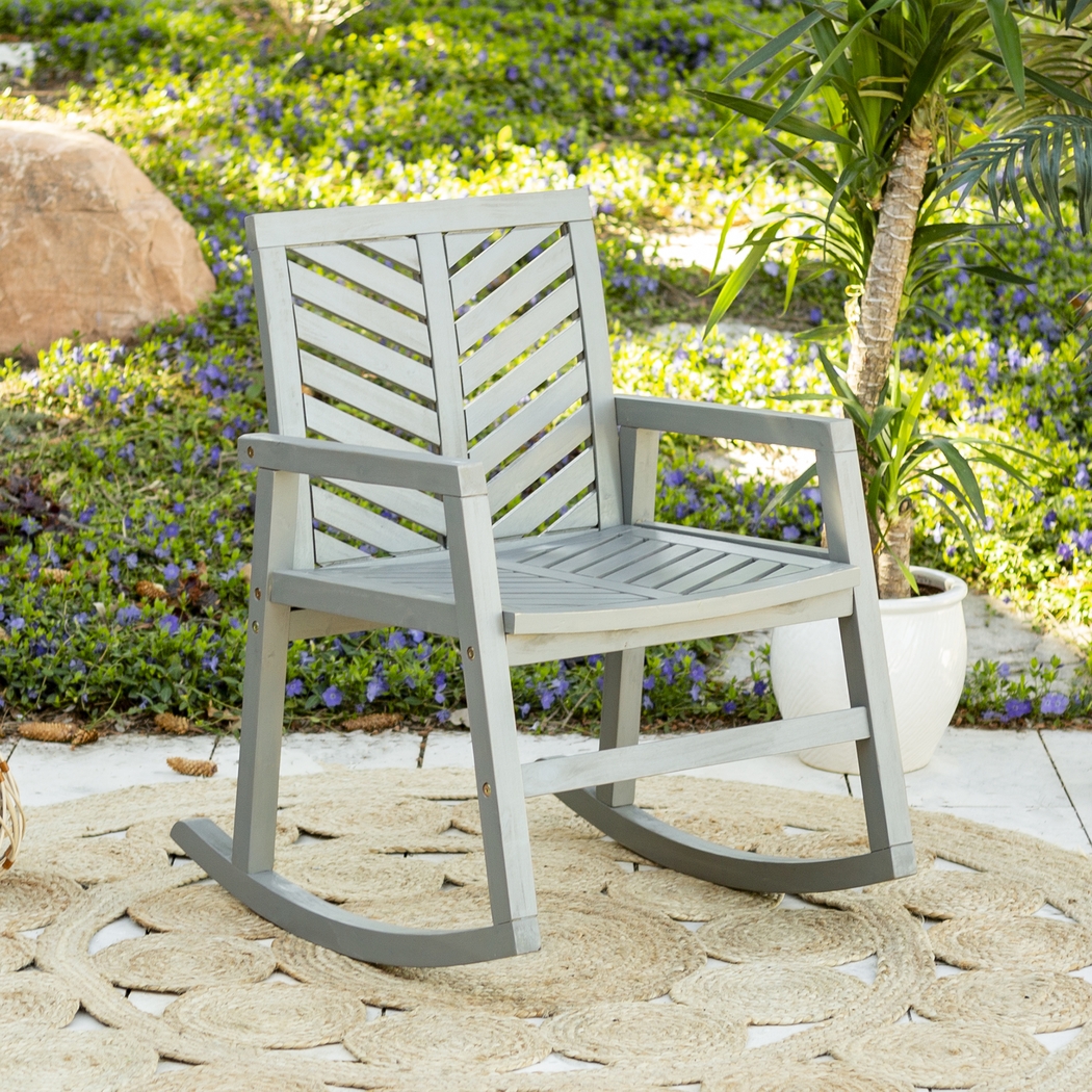 Fencerow Gray Outdoor Rocking Chair - Thumbnail - Image 5