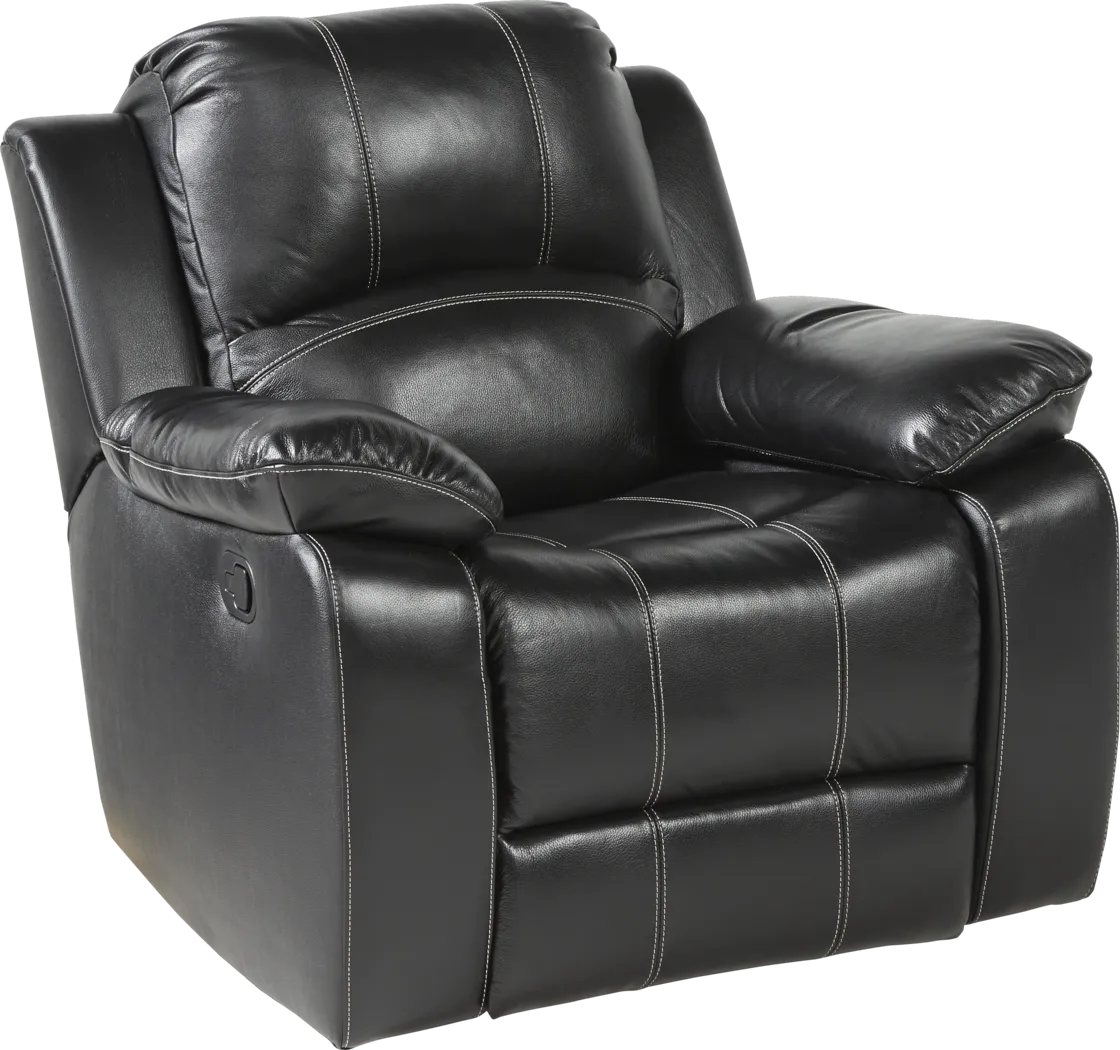 Fenway Heights Black Leather Glider Recliner - Thumbnail - Image 1