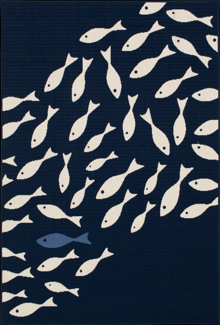 Ferdie Navy 6'6 x 9'6 Indoor/Outdoor Rug - Thumbnail - Image 1