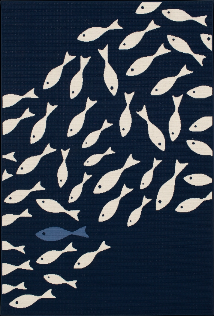 Ferdie Navy 7'10 x 9'10 Indoor/Outdoor Rug - Thumbnail - Image 1