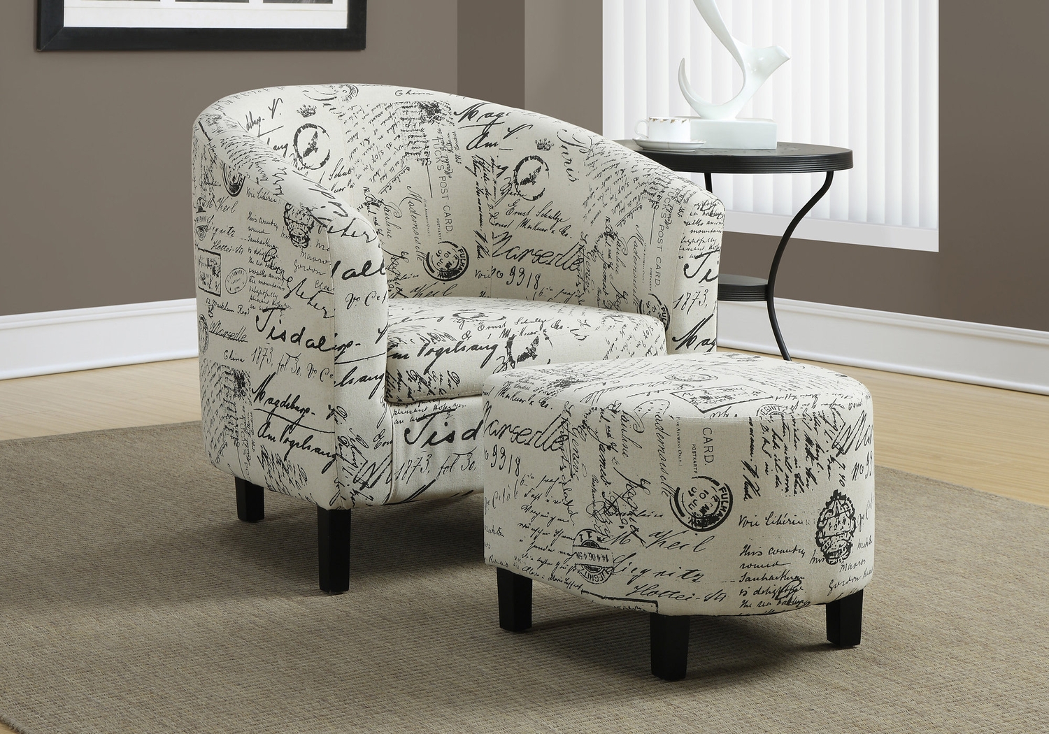 Ferncroft Beige Accent Chair & Ottoman - Thumbnail - Image 2