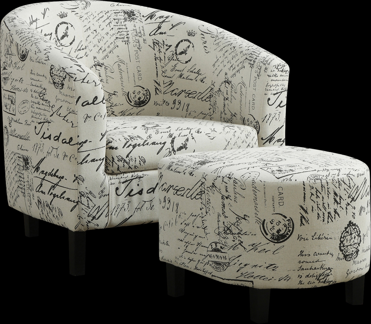 Ferncroft Beige Accent Chair & Ottoman - Thumbnail - Image 1