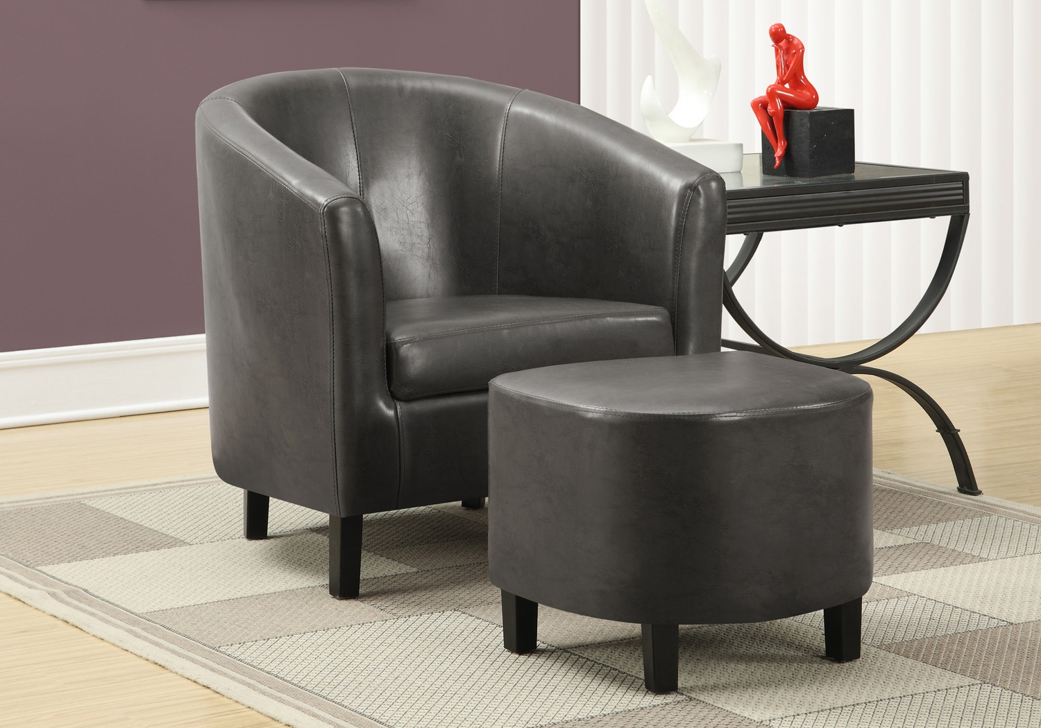 Ferncroft Gray Accent Chair & Ottoman - Thumbnail - Image 2