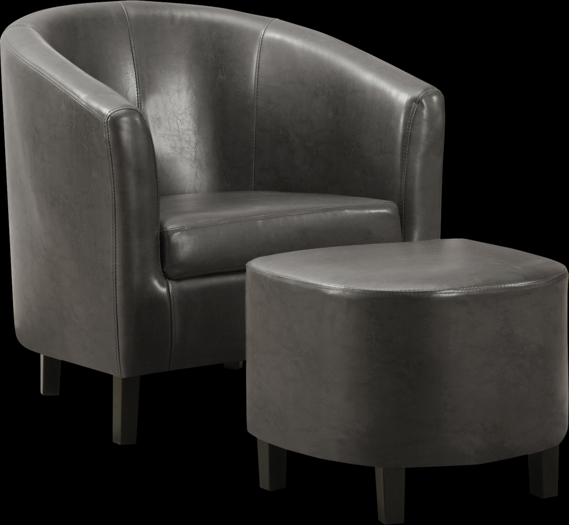 Ferncroft Gray Accent Chair & Ottoman - Thumbnail - Image 1