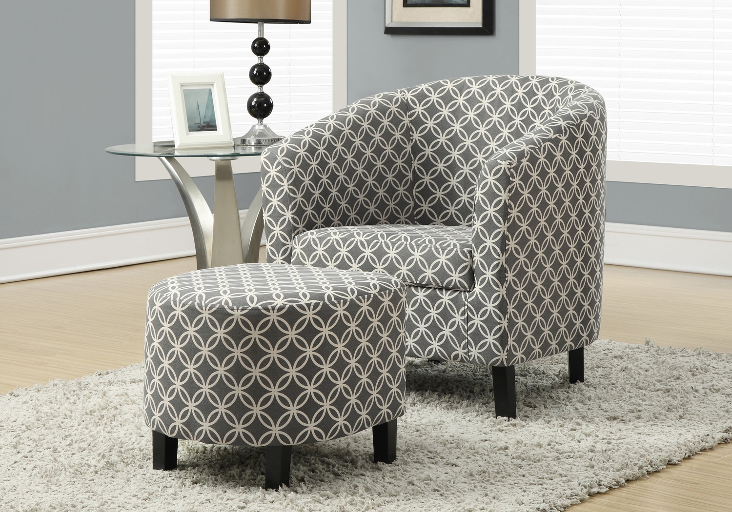 Ferncroft Gray Accent Chair & Ottoman - Thumbnail - Image 2