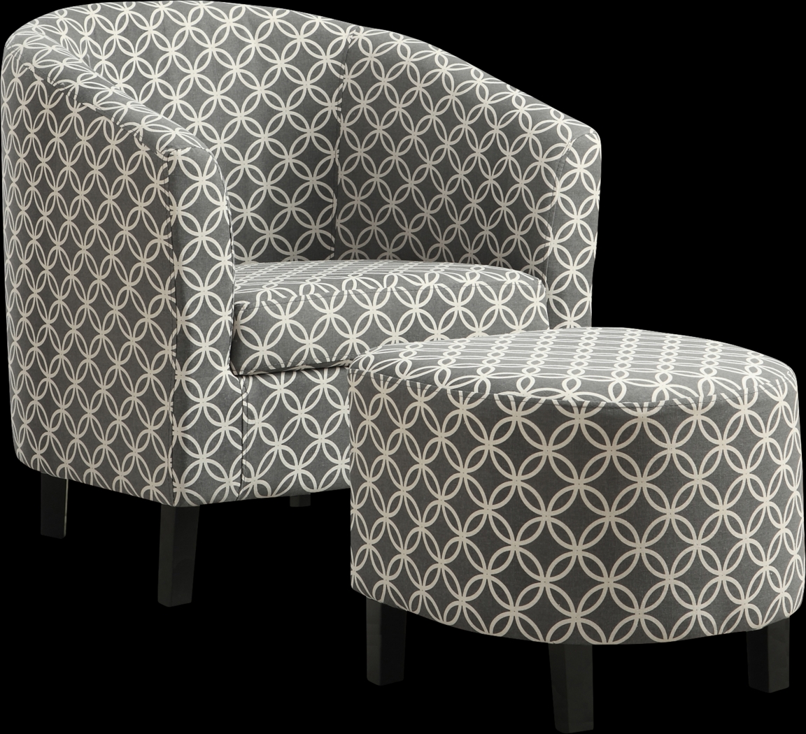 Ferncroft Gray Accent Chair & Ottoman - Thumbnail - Image 1