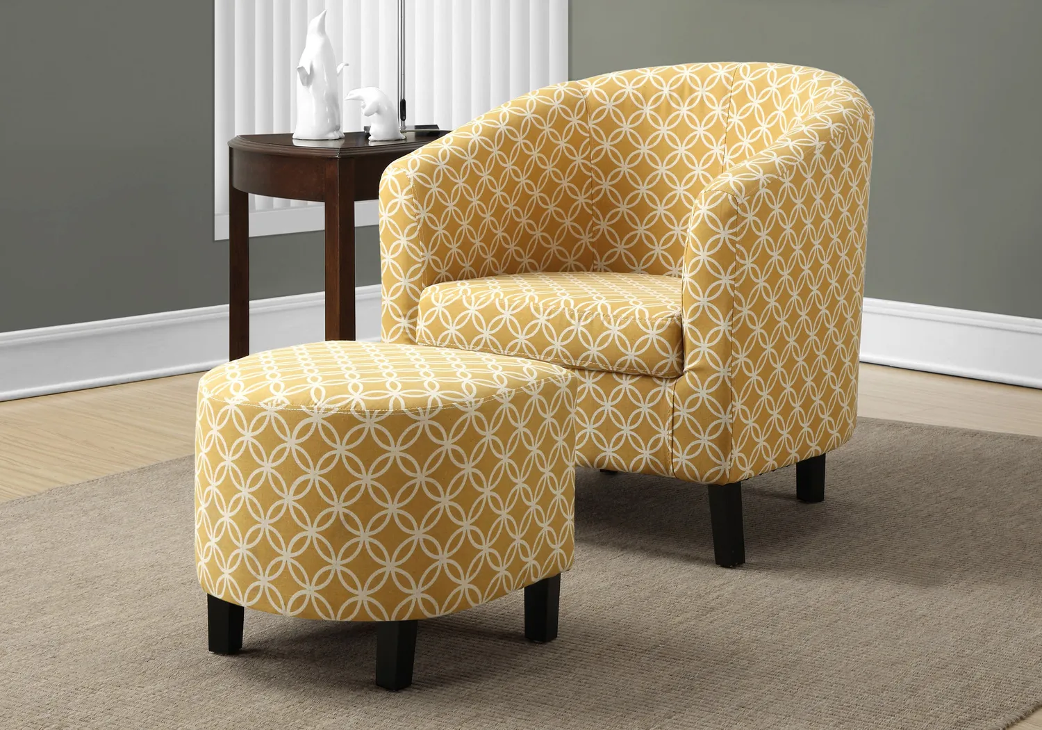 Ferncroft Yellow Accent Chair & Ottoman - Thumbnail - Image 2