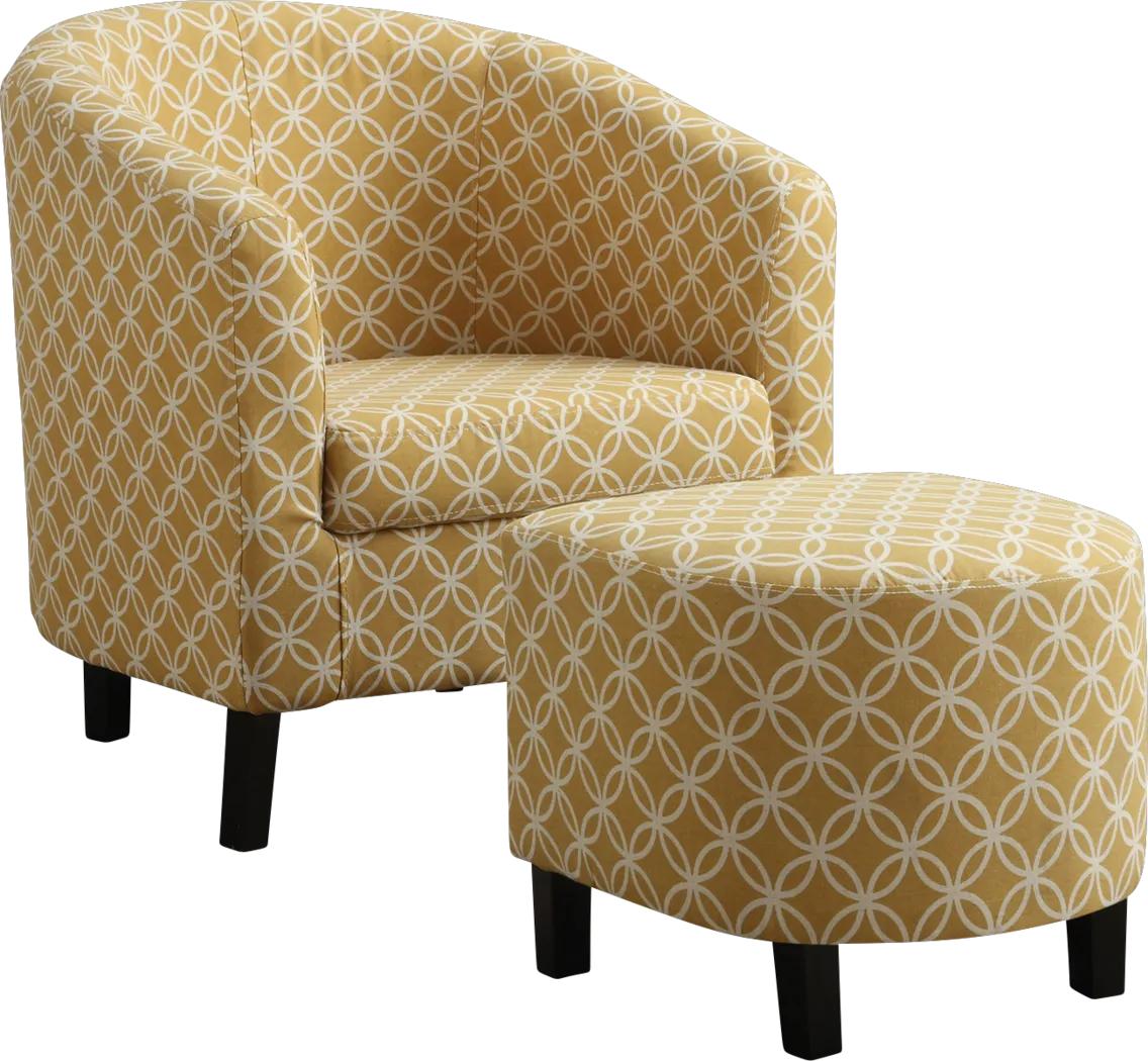 Ferncroft Yellow Accent Chair & Ottoman - Thumbnail - Image 1