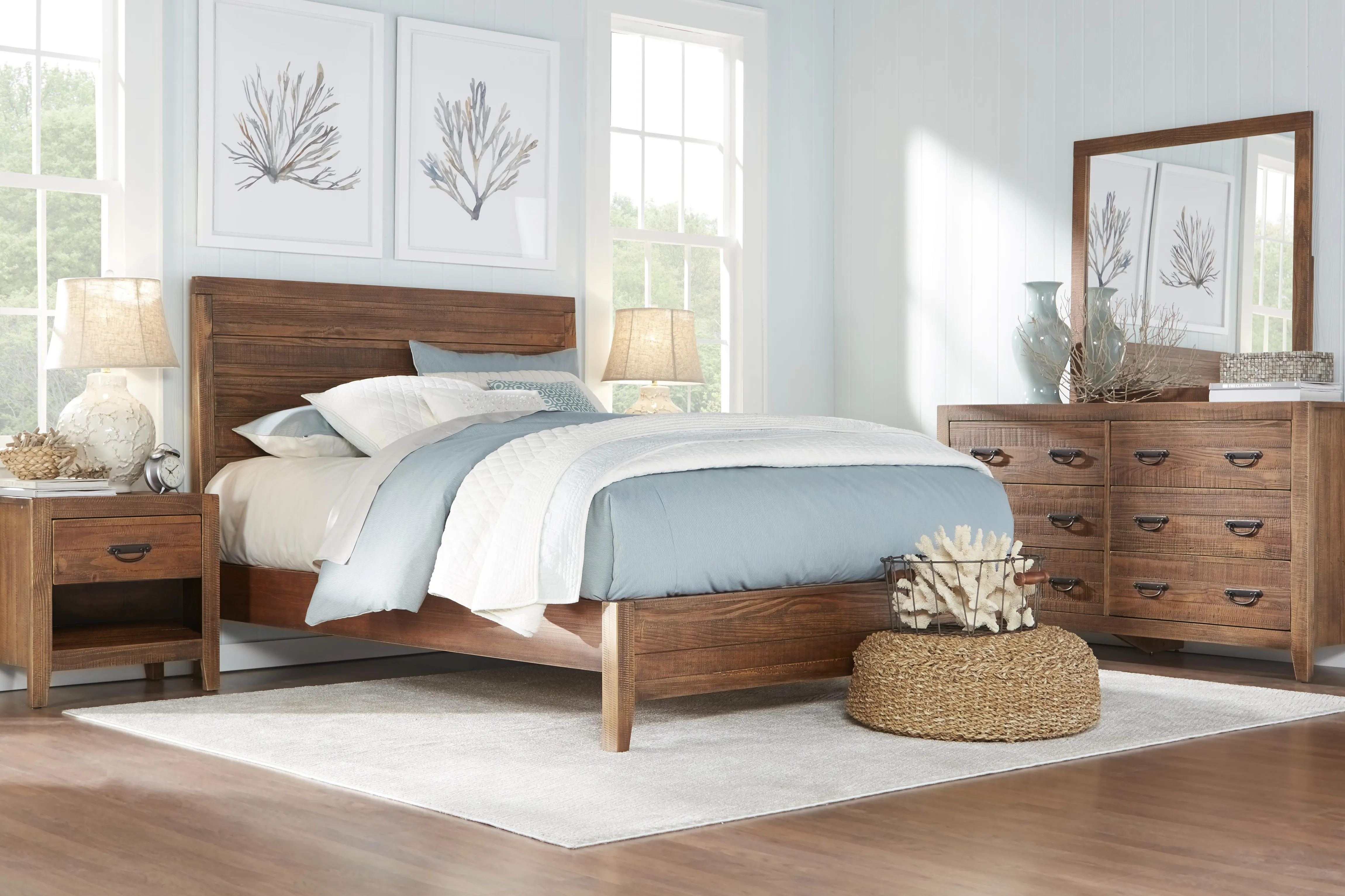 Pine Mill Brown 5 Pc Queen Panel Bedroom - Image 1