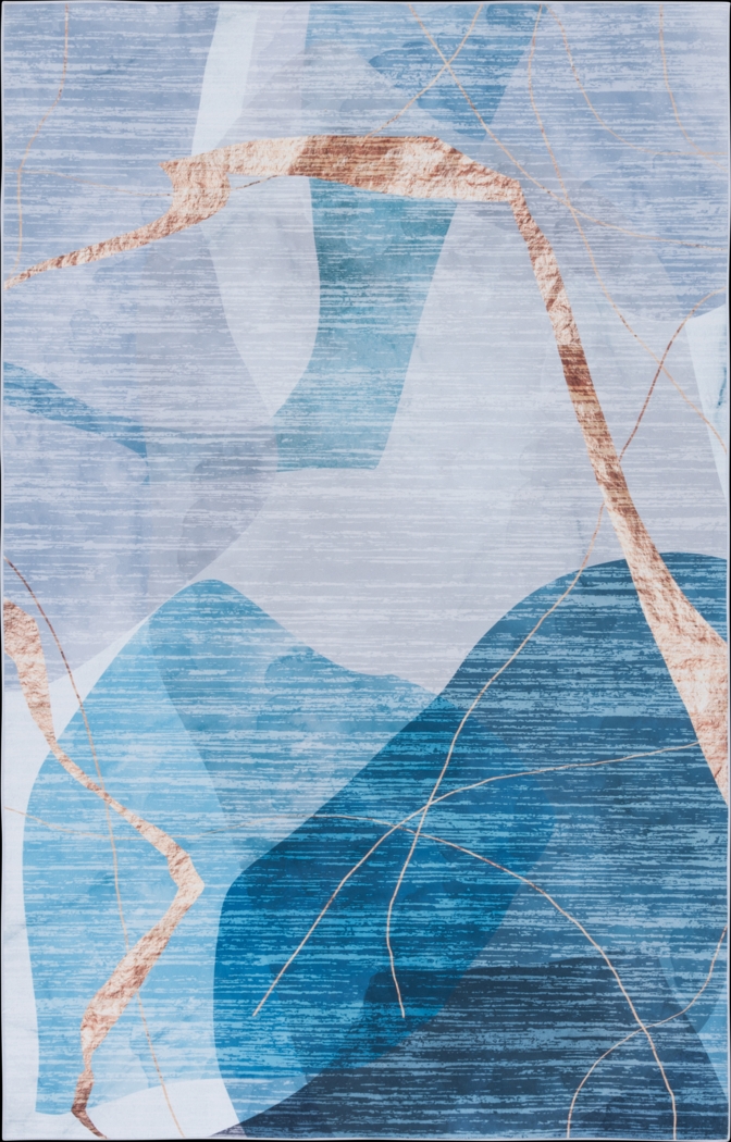 Fician Blue/Gold 5' x 8' Rug - Thumbnail - Image 1