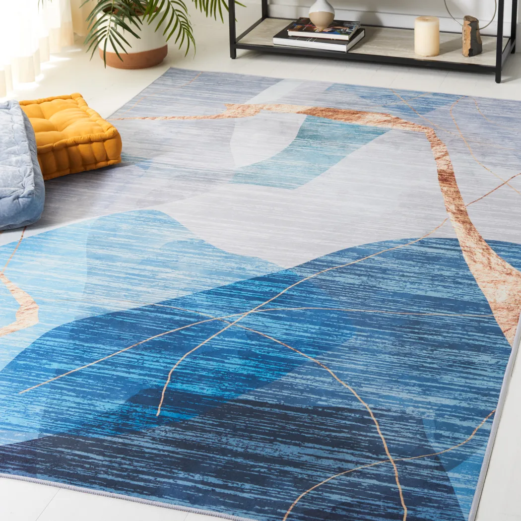 Fician Blue/Gold 6' x 9' Rug - Thumbnail - Image 2