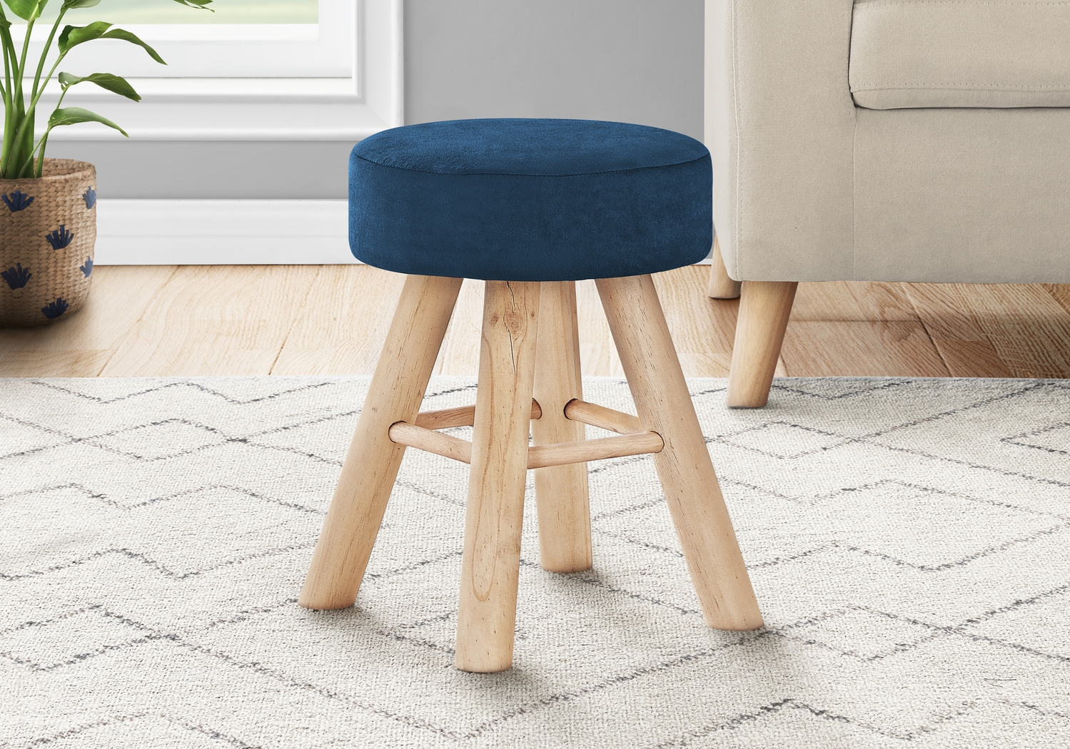 Fieldbrook Blue Ottoman - Thumbnail - Image 2