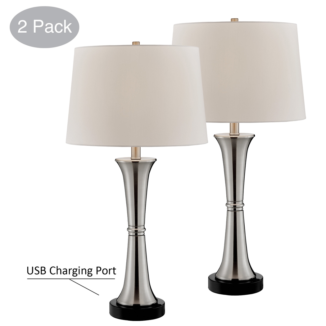 Fieldcrest Point Nickel Table Lamps, Set of 2 - Thumbnail - Image 2