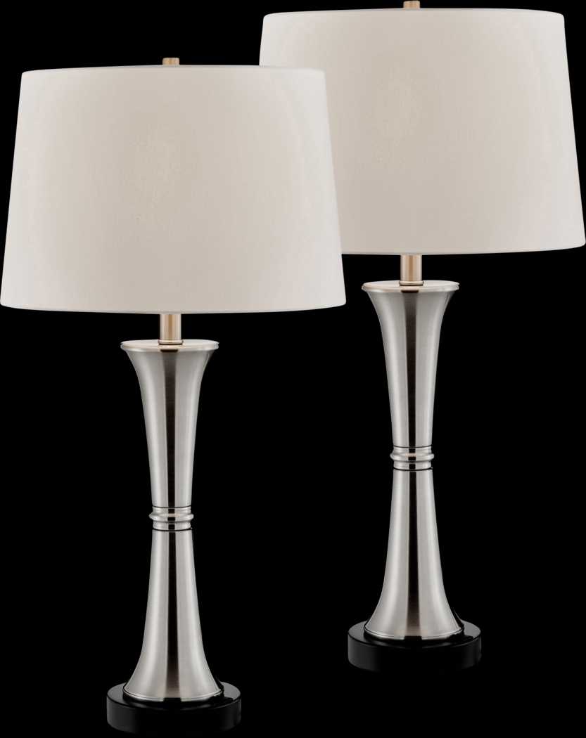 Fieldcrest Point Nickel Table Lamps, Set of 2 - Thumbnail - Image 1