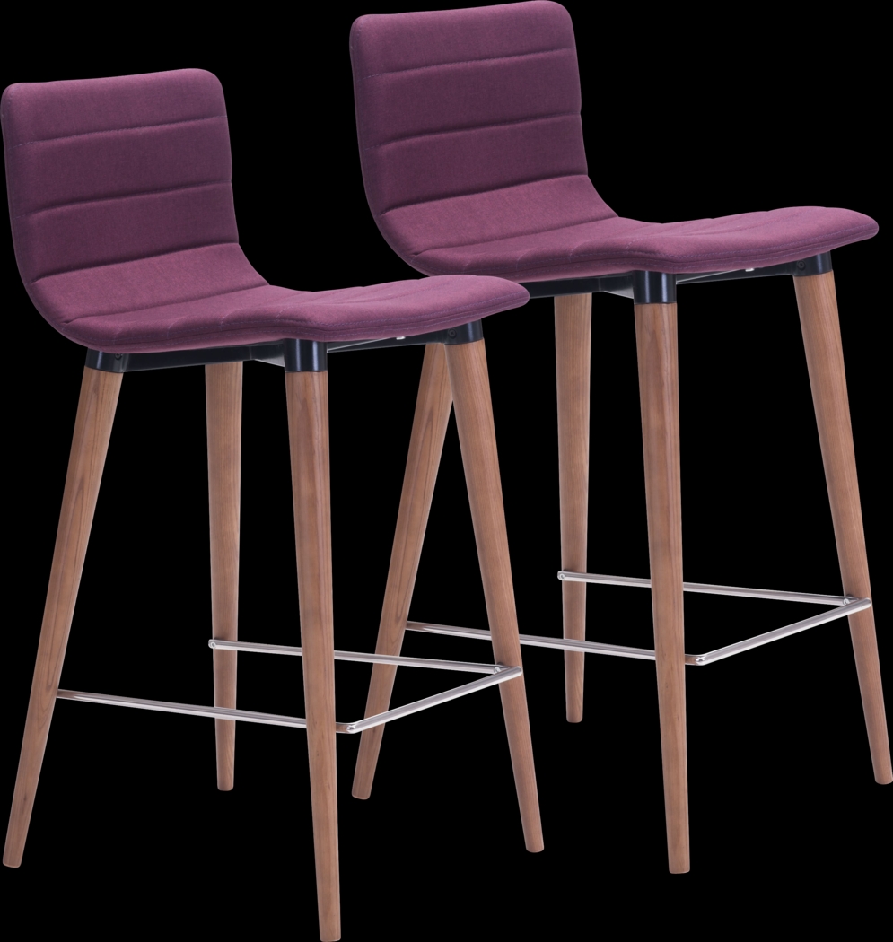 Fifer Purple Counter Height Stool, Set of 2 - Thumbnail - Image 1