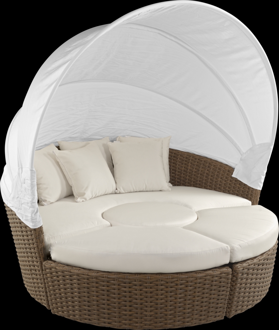 Palisades Brown Outdoor Daybed with Natural Cushions - Thumbnail - Image 1