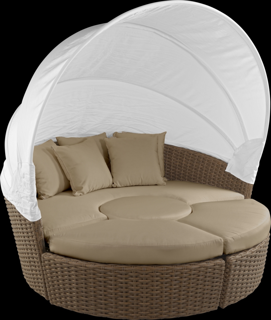 Palisades Brown Outdoor Daybed with Heather Beige Cushions - Thumbnail - Image 1
