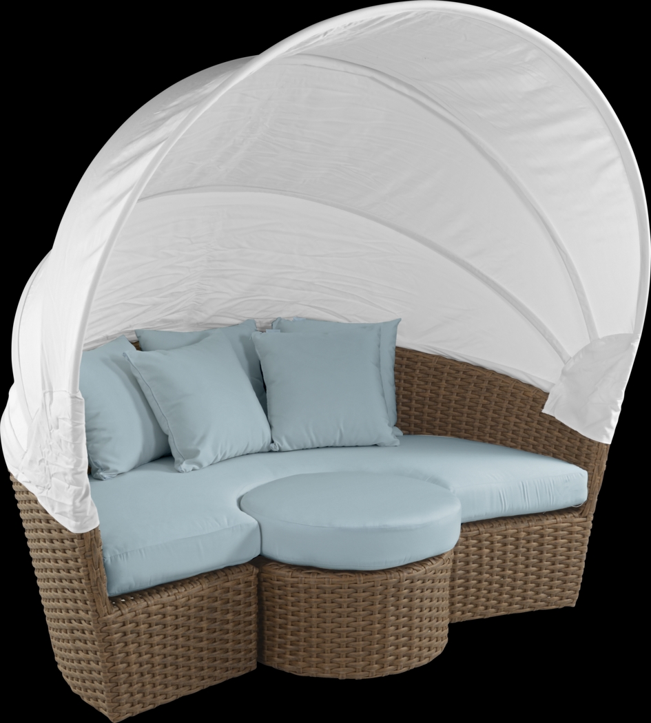 Palisades Brown Outdoor Daybed with Blue Cushions - Thumbnail - Image 3