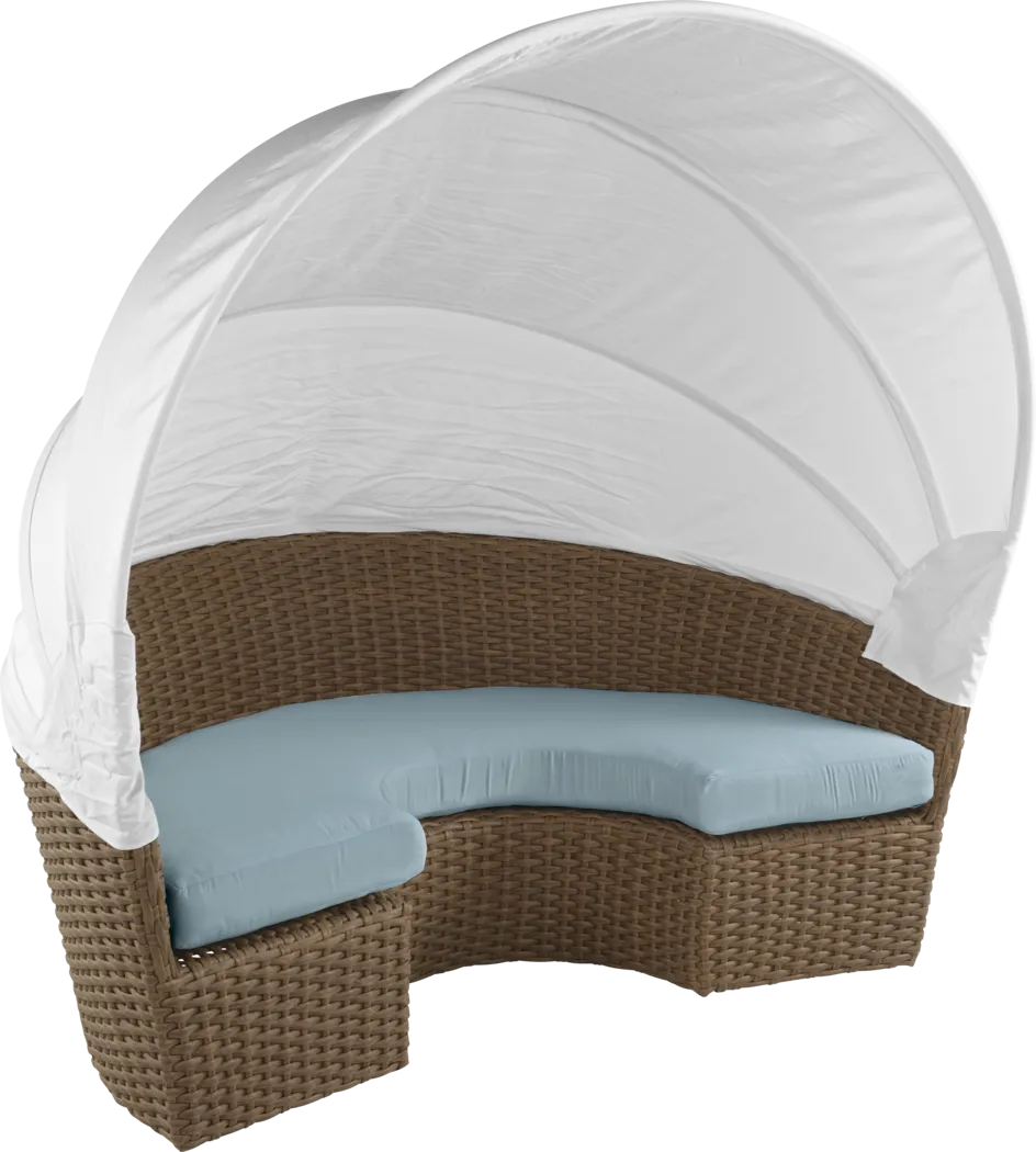 Palisades Brown Outdoor Daybed with Blue Cushions - Image 5