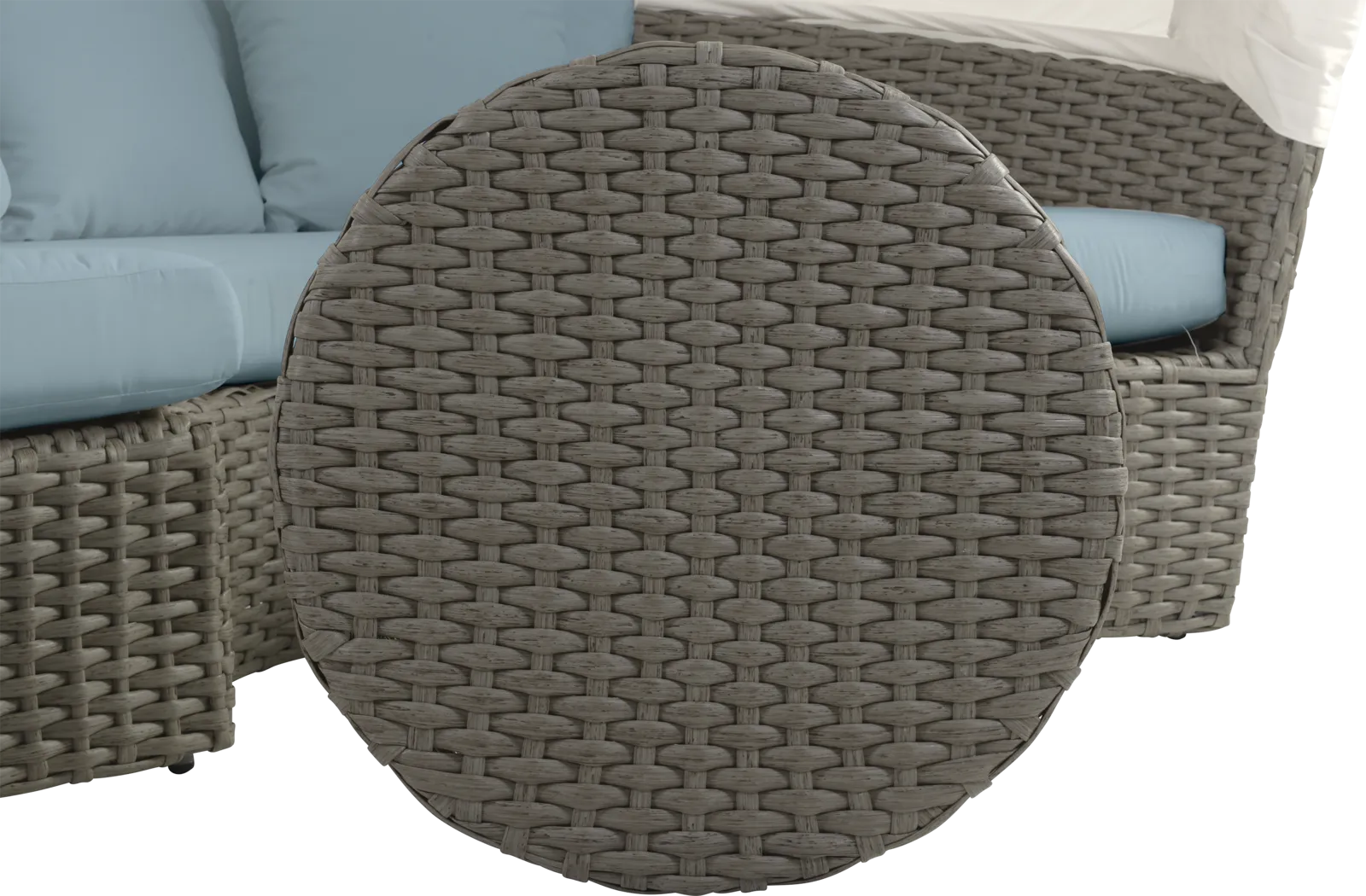 Palisades Brown Outdoor Daybed with Blue Cushions - Image 6