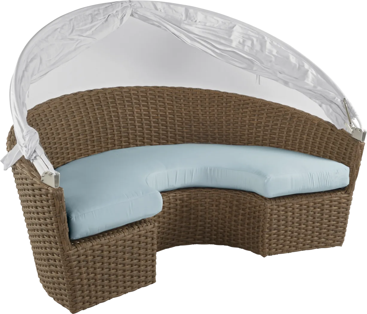 Palisades Brown Outdoor Daybed with Blue Cushions - Image 8