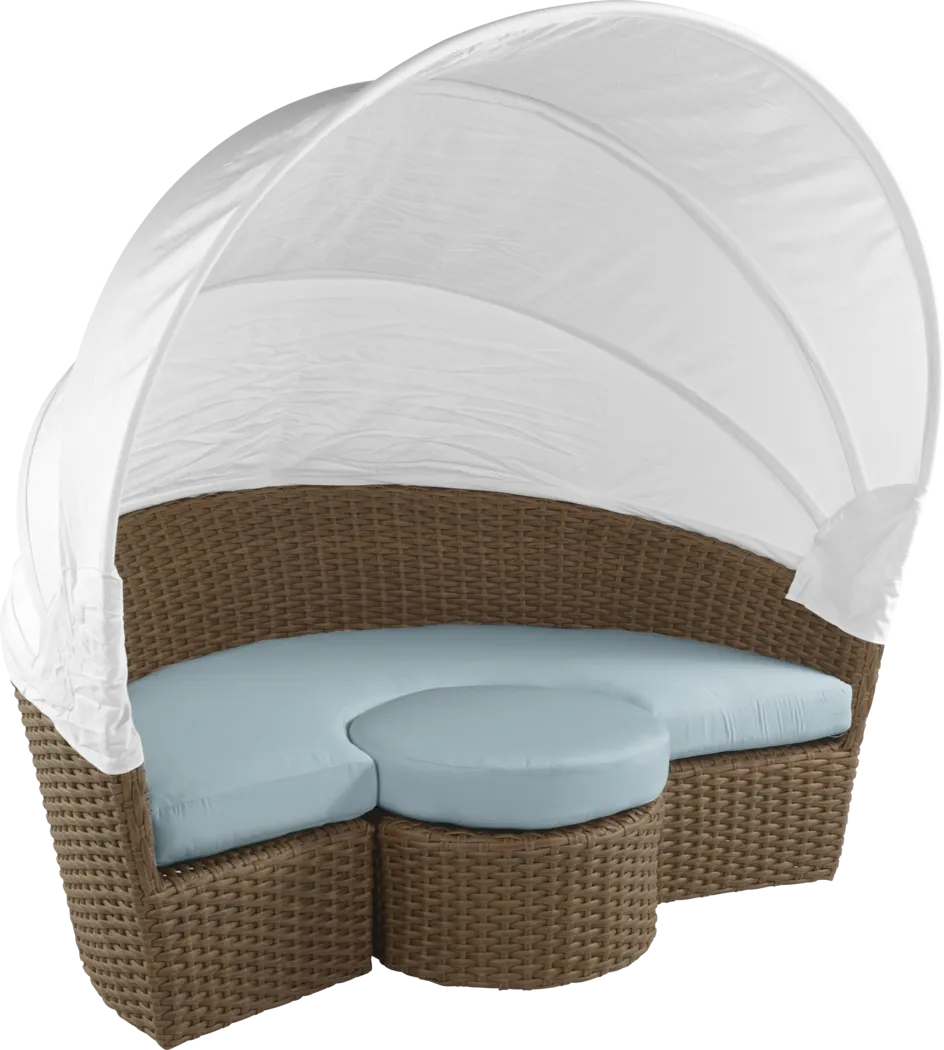 Palisades Brown Outdoor Daybed with Blue Cushions - Image 9