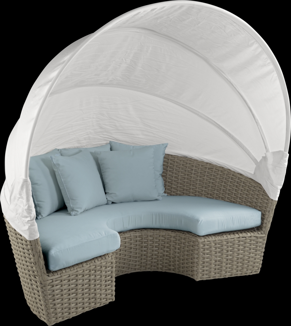 Palisades Gray Outdoor Daybed with Blue Cushions - Thumbnail - Image 2
