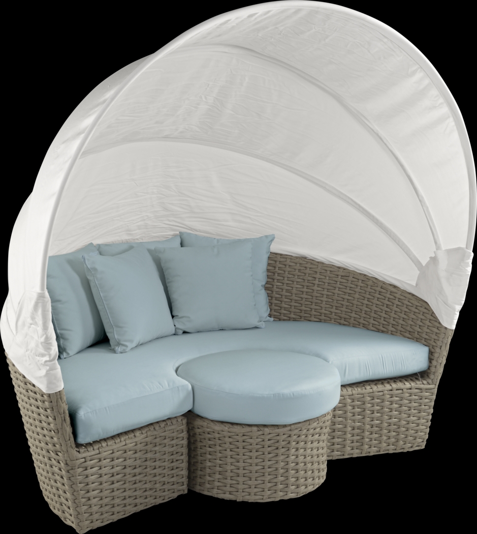 Palisades Gray Outdoor Daybed with Blue Cushions - Thumbnail - Image 3