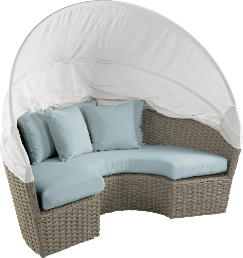 Palisades Gray Outdoor Daybed with Blue Cushions - Image 5
