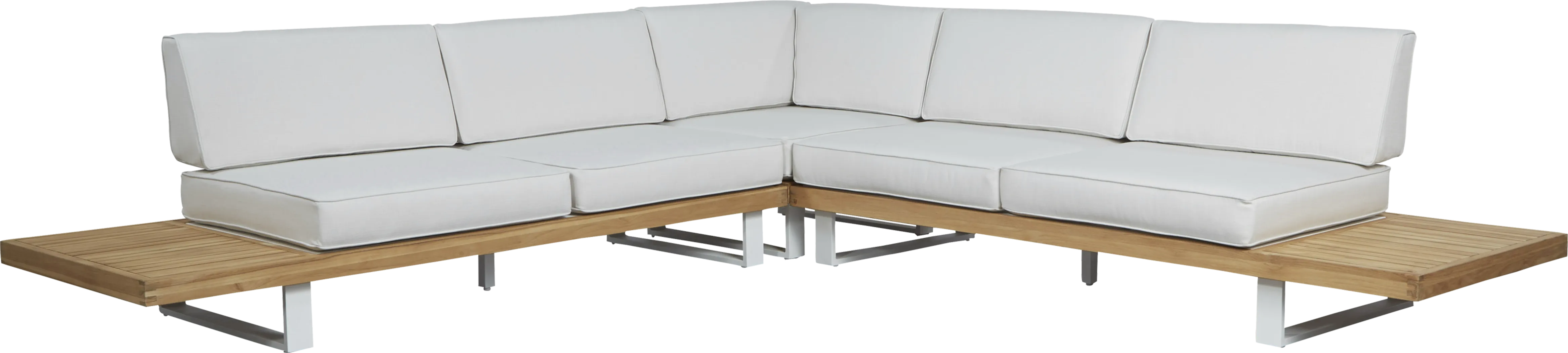 Platform 3 Pc Outdoor Sectional with White Sand Cushions - Thumbnail - Image 3