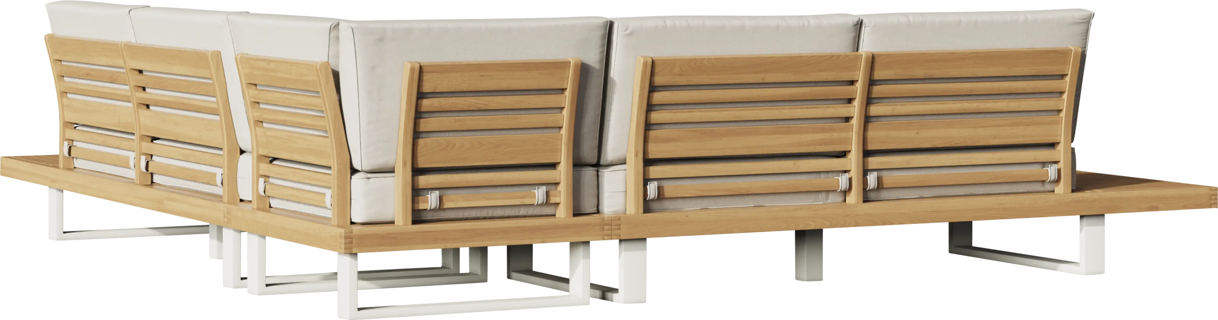 Platform 3 Pc Outdoor Sectional with White Sand Cushions - Thumbnail - Image 4