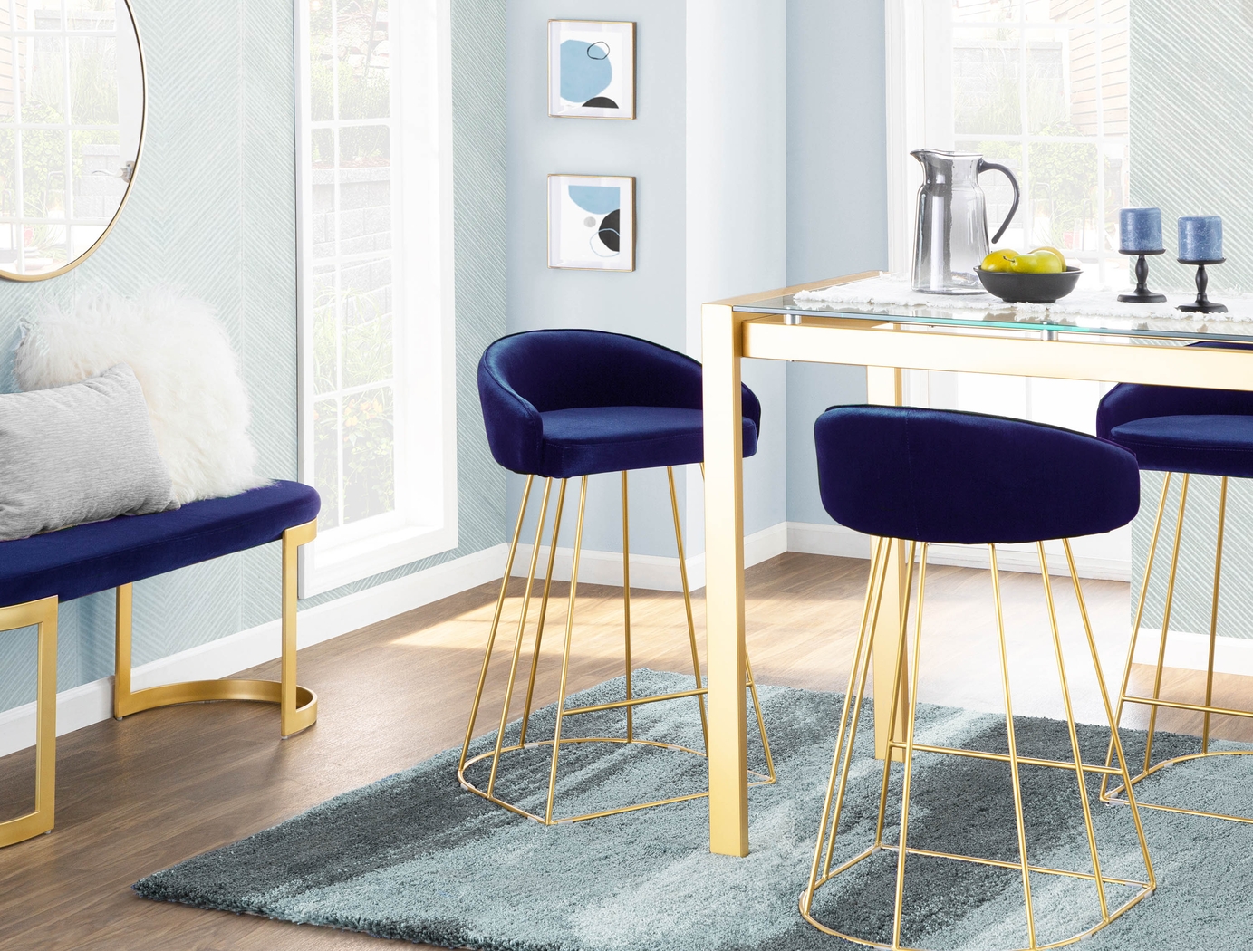 Filia Blue Counter Height Stool, Set of 2 - Thumbnail - Image 5