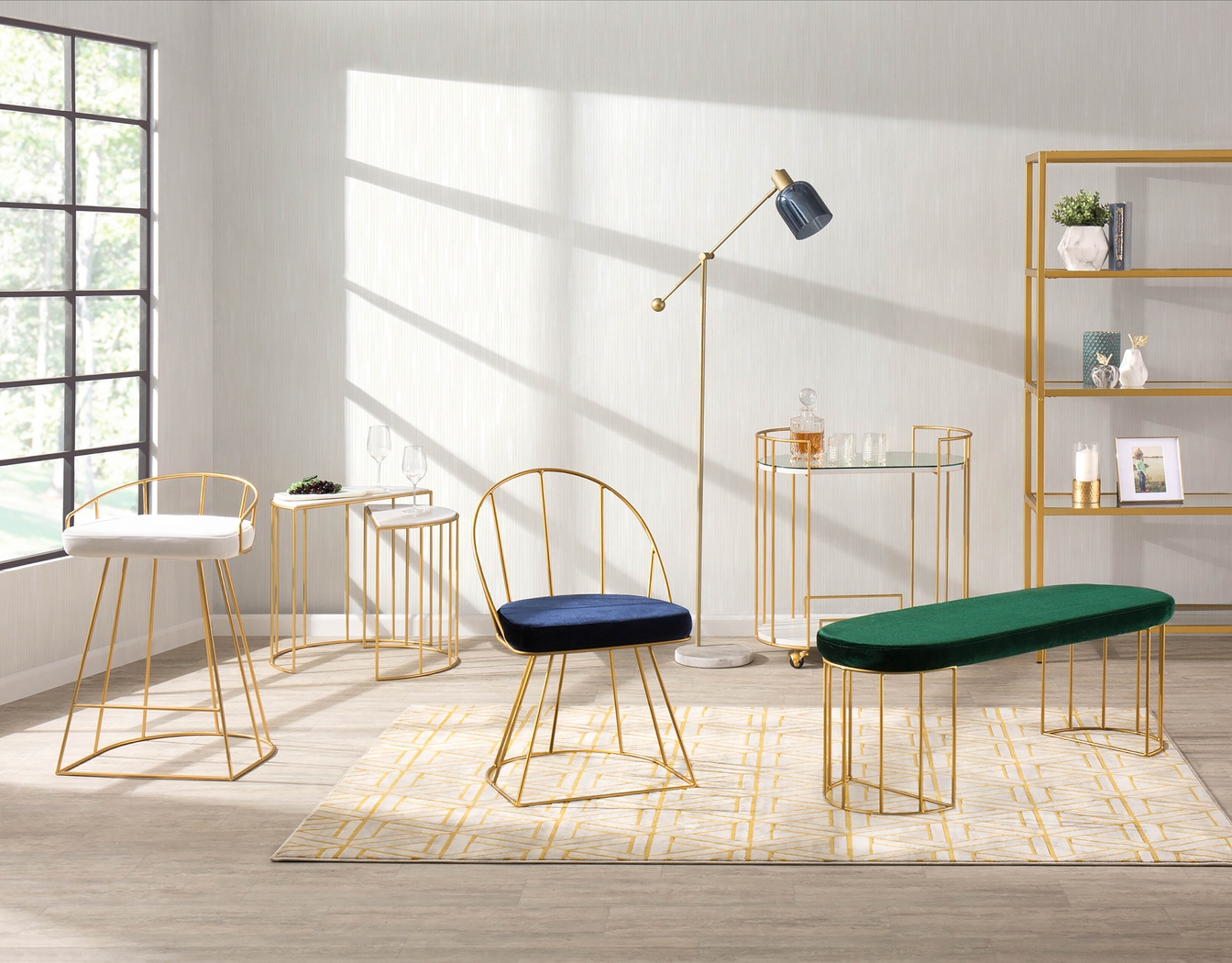 Filia Gold Counter Height Stool, Set of 2 - Thumbnail - Image 5