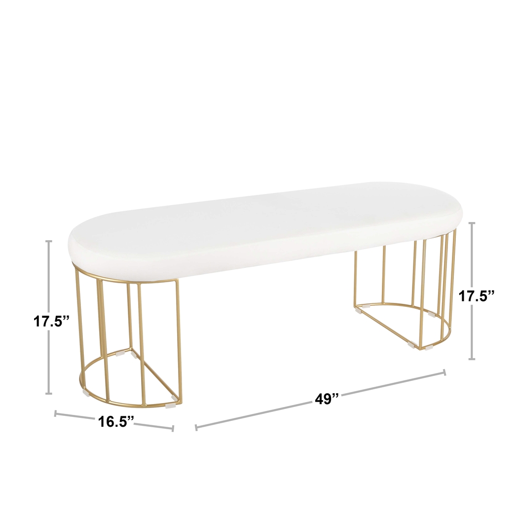 Filia White Velvet Bench - Thumbnail - Image 2