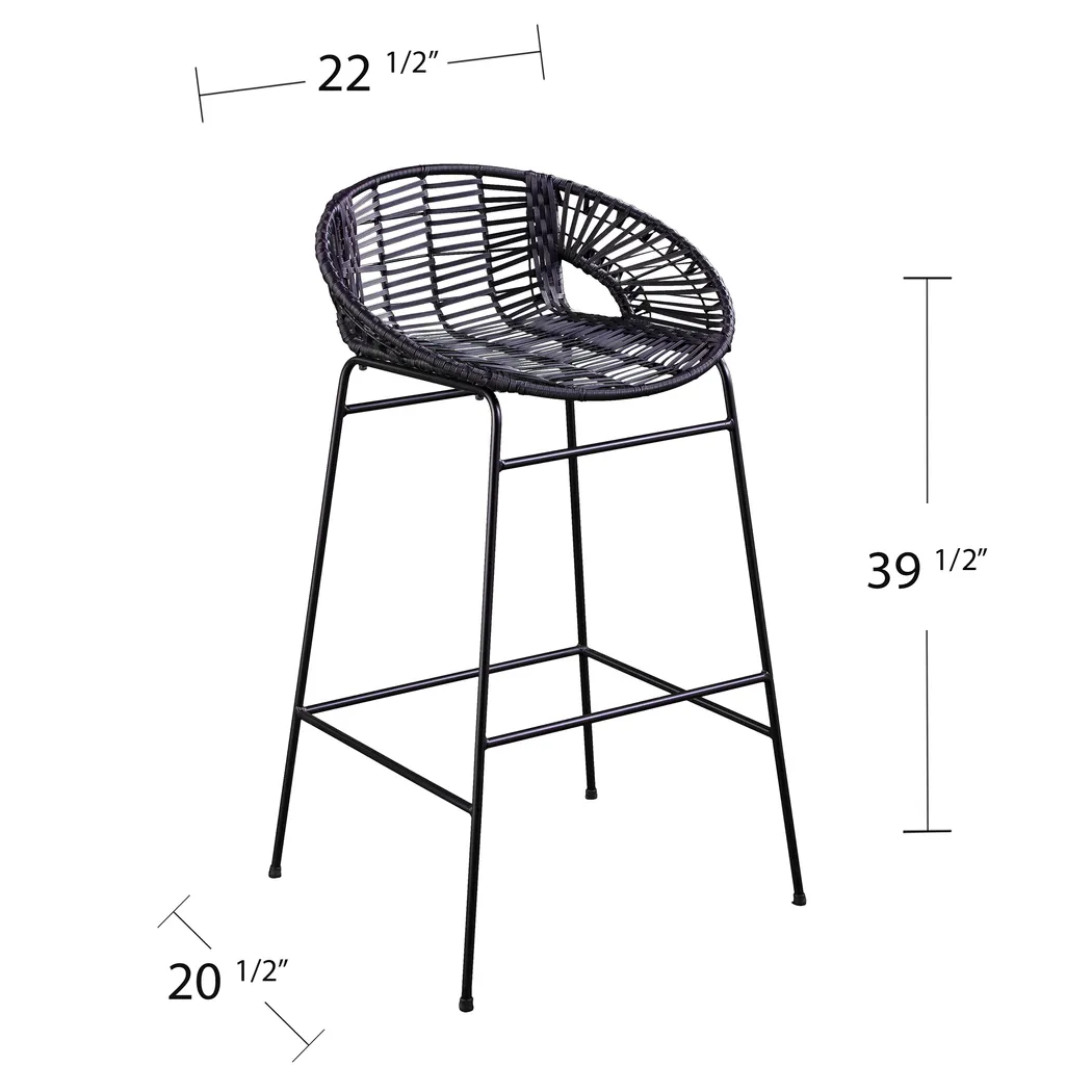Filoi Black Outdoor Barstool, Set of 2 - Thumbnail - Image 6