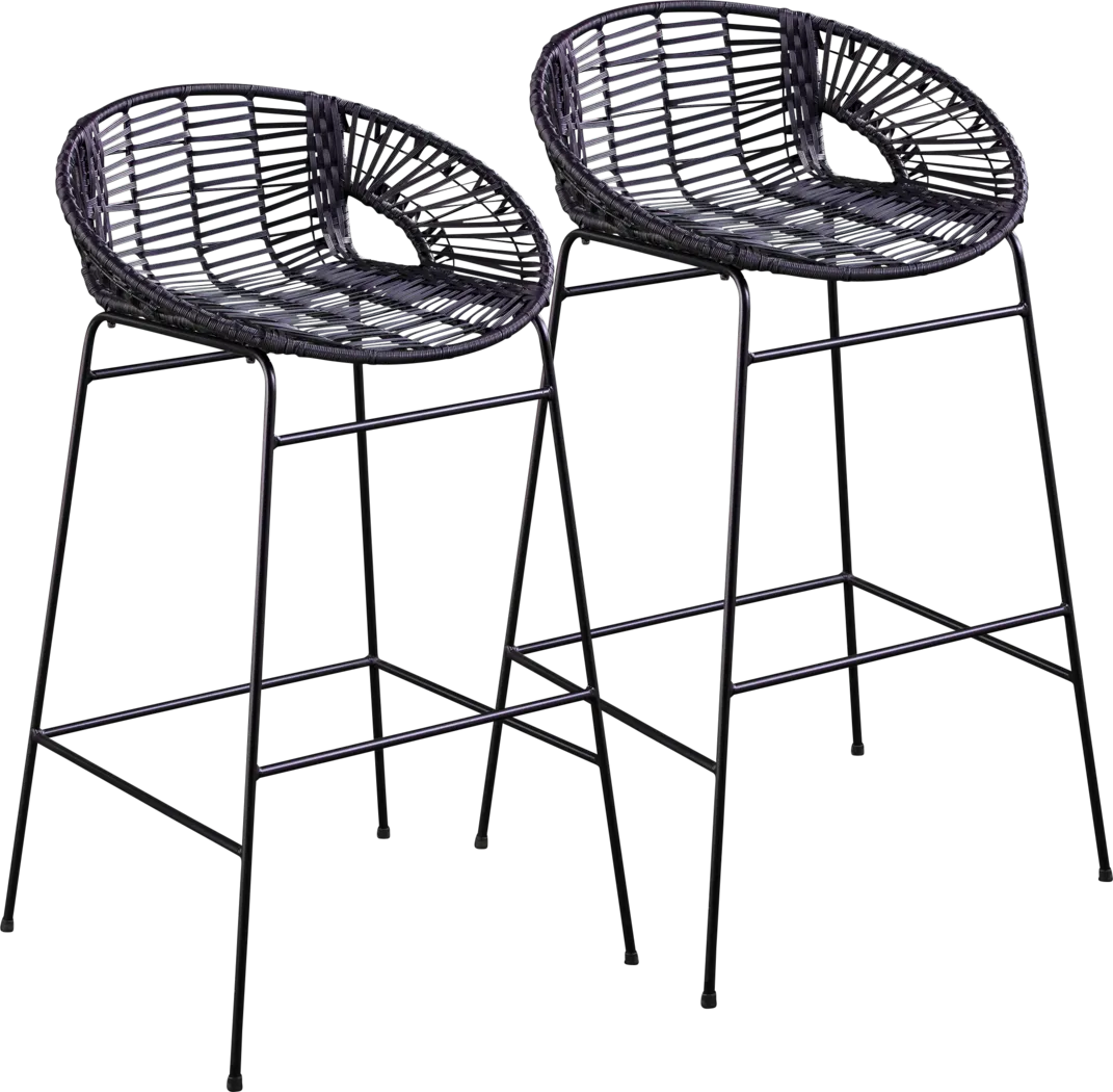Filoi Black Outdoor Barstool, Set of 2 - Thumbnail - Image 1