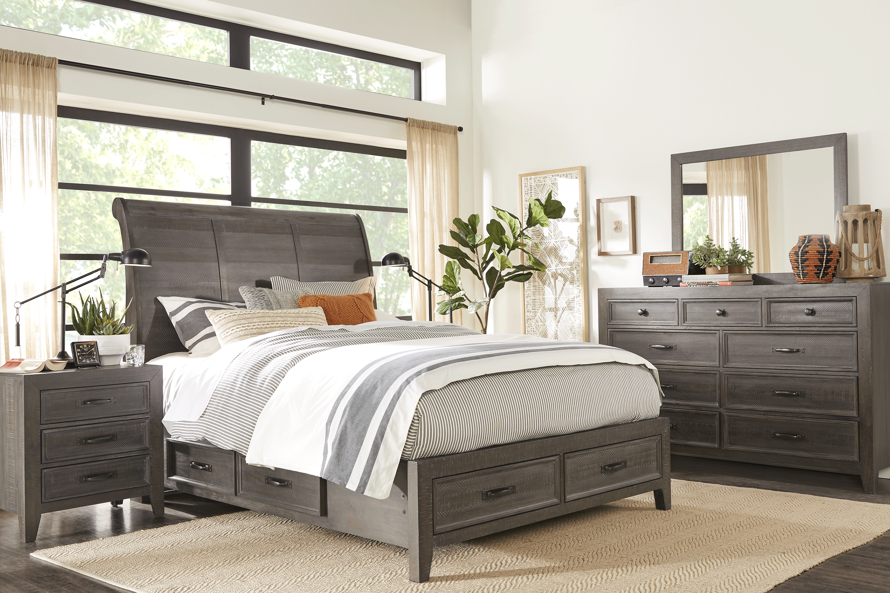 Finlay Espresso 5 Pc King Sleigh Bedroom with Storage - Thumbnail - Image 1