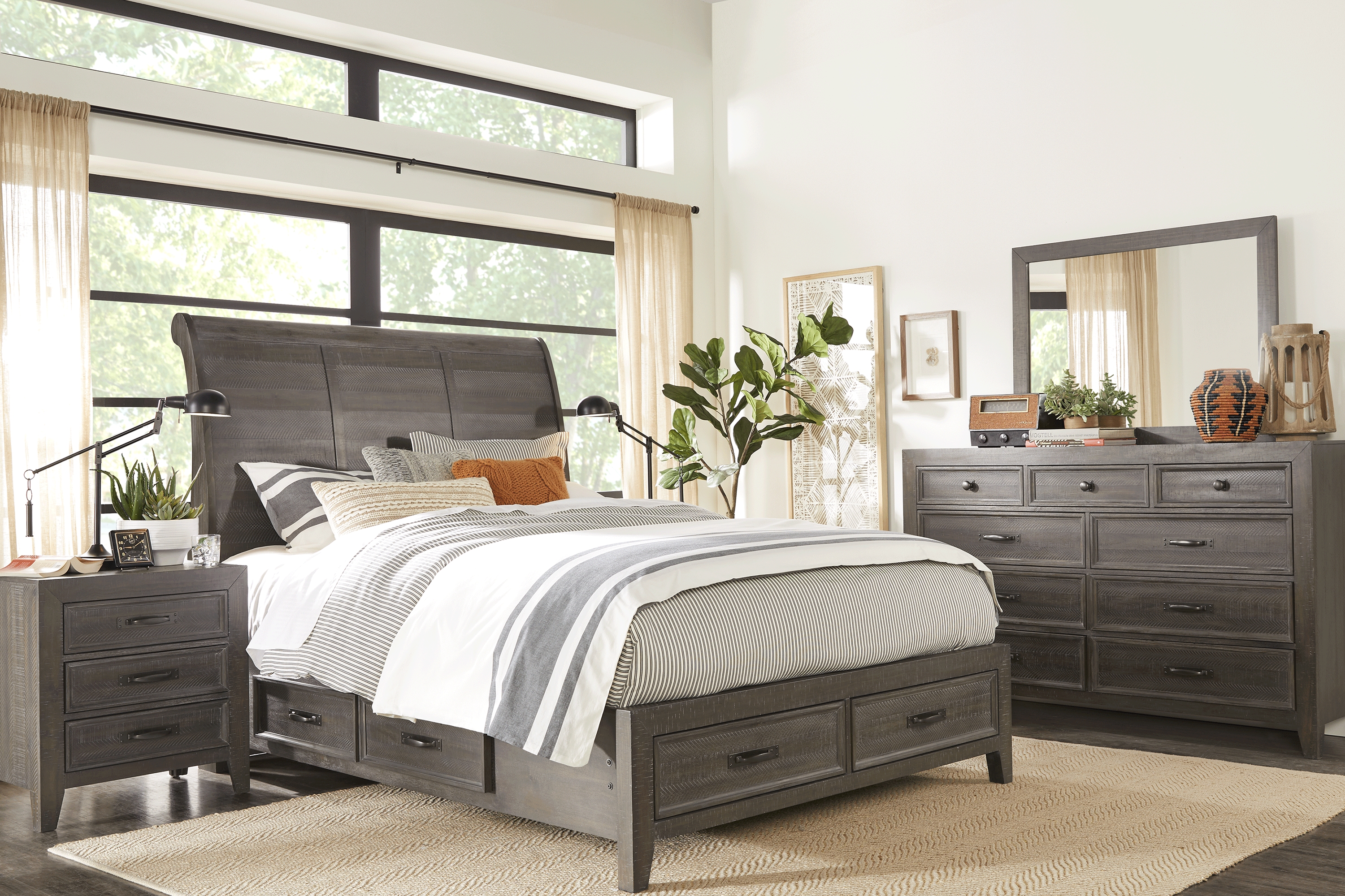 Finlay Espresso 7 Pc Queen Sleigh Bedroom with Storage - Thumbnail - Image 1