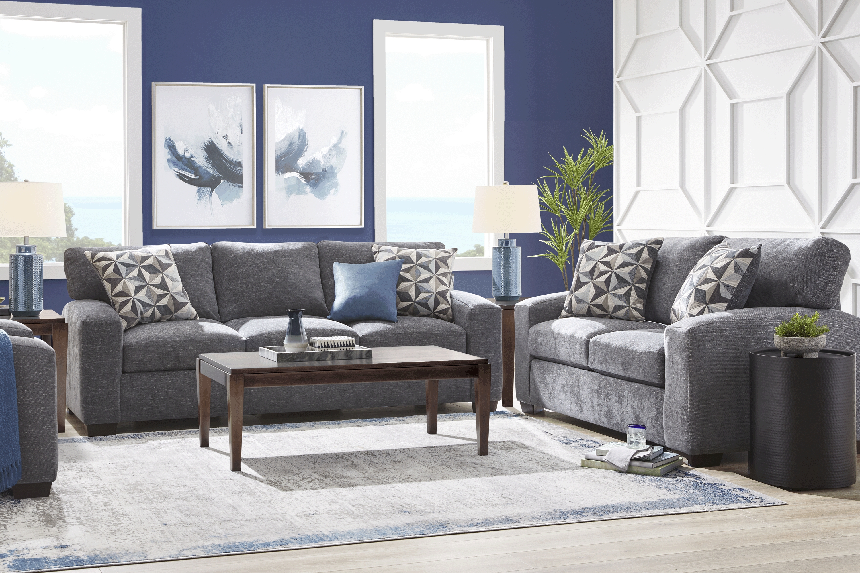 Finley Point Granite 7 Pc Living Room with Sleeper Sofa - Thumbnail - Image 1