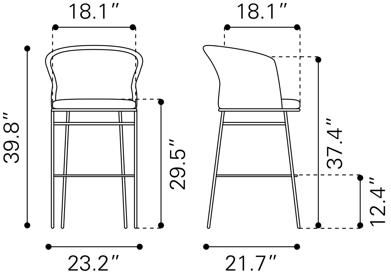 Finneyoaks Black Barstool, Set of 2 - Thumbnail - Image 11