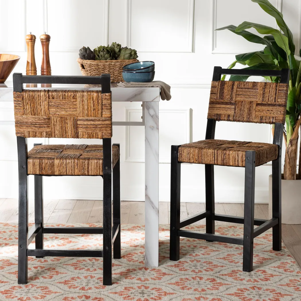 Firecasty Brown and Black Counter Height Stool, Set of 2 - Thumbnail - Image 2