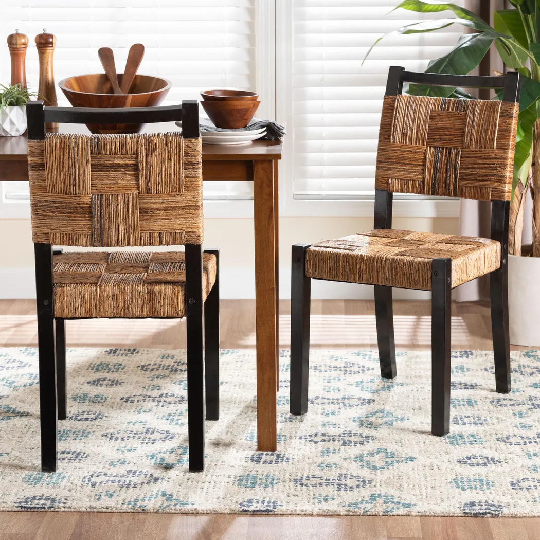 Firecasty Brown and Black Dining Chair, Set of 2 - Thumbnail - Image 2