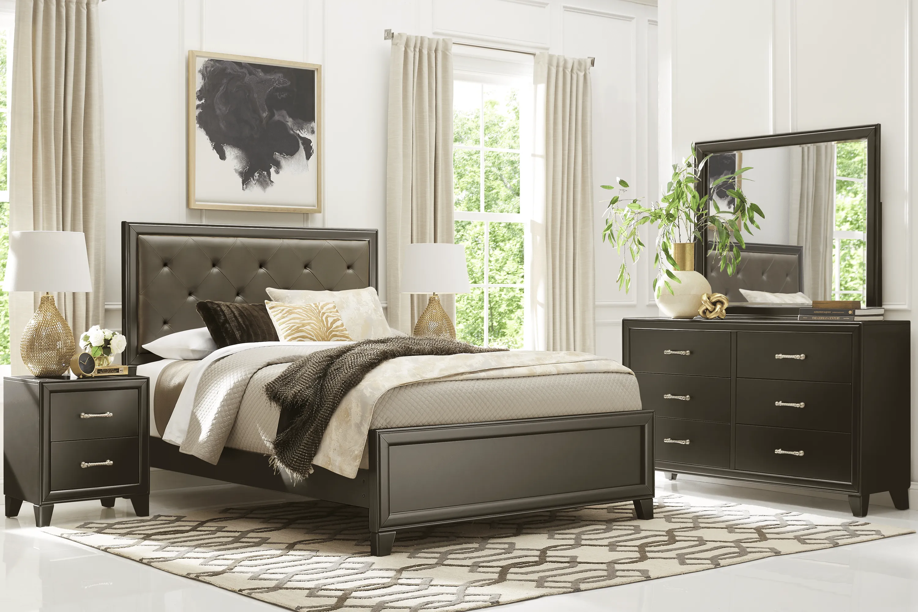 First Avenue Charcoal 5 Pc King Upholstered Bedroom - Thumbnail - Image 1