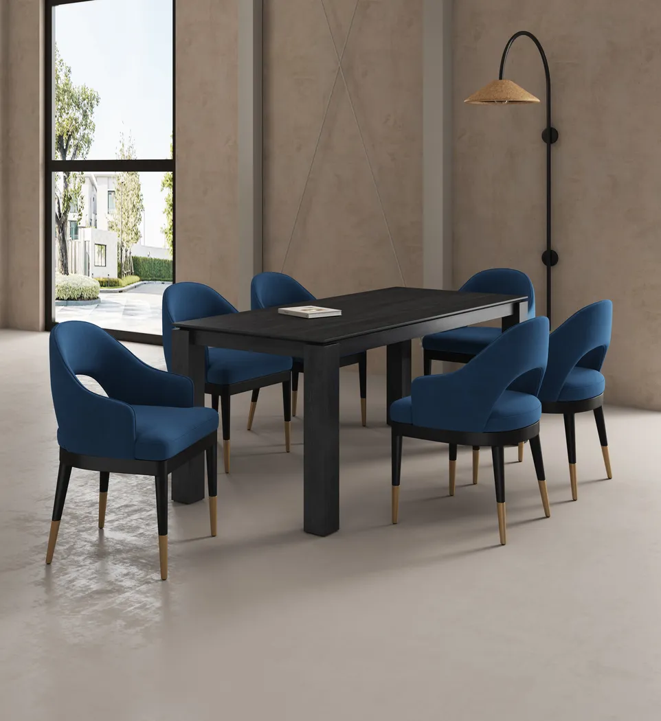 Fischbeck Black and Blue 7 Pc Dining Table Set - Thumbnail - Image 2