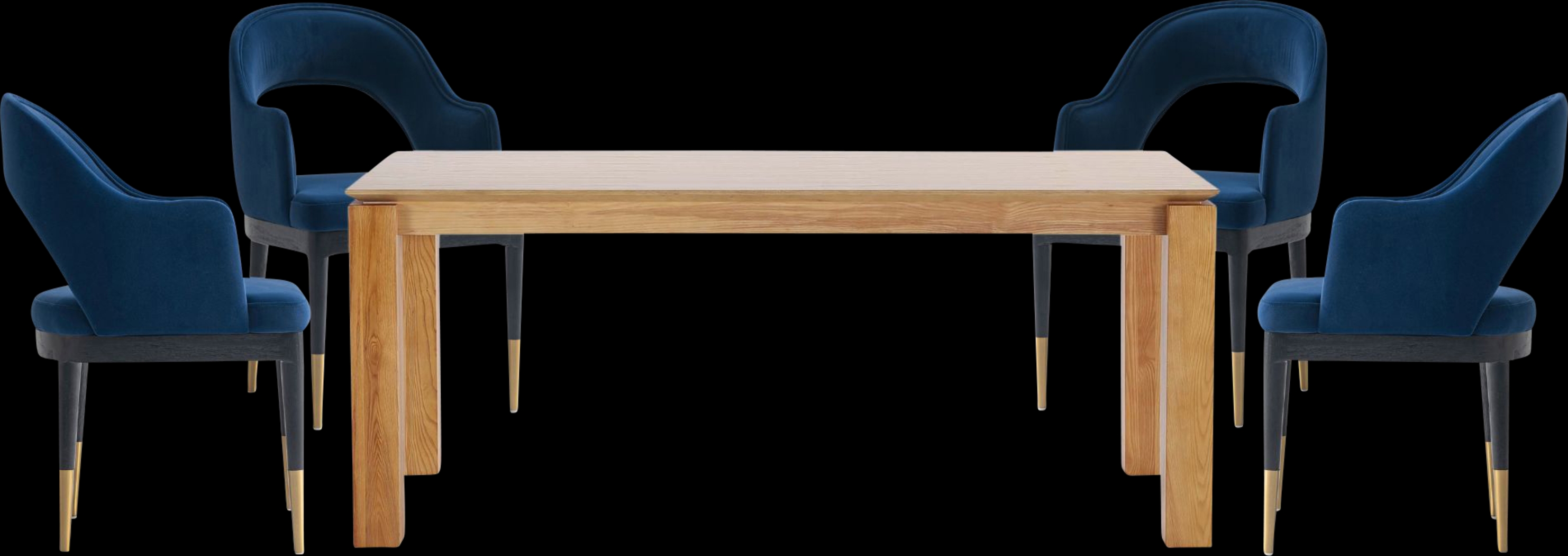 Fischbeck Natural and Blue 5 Pc Dining Table Set - Thumbnail - Image 1