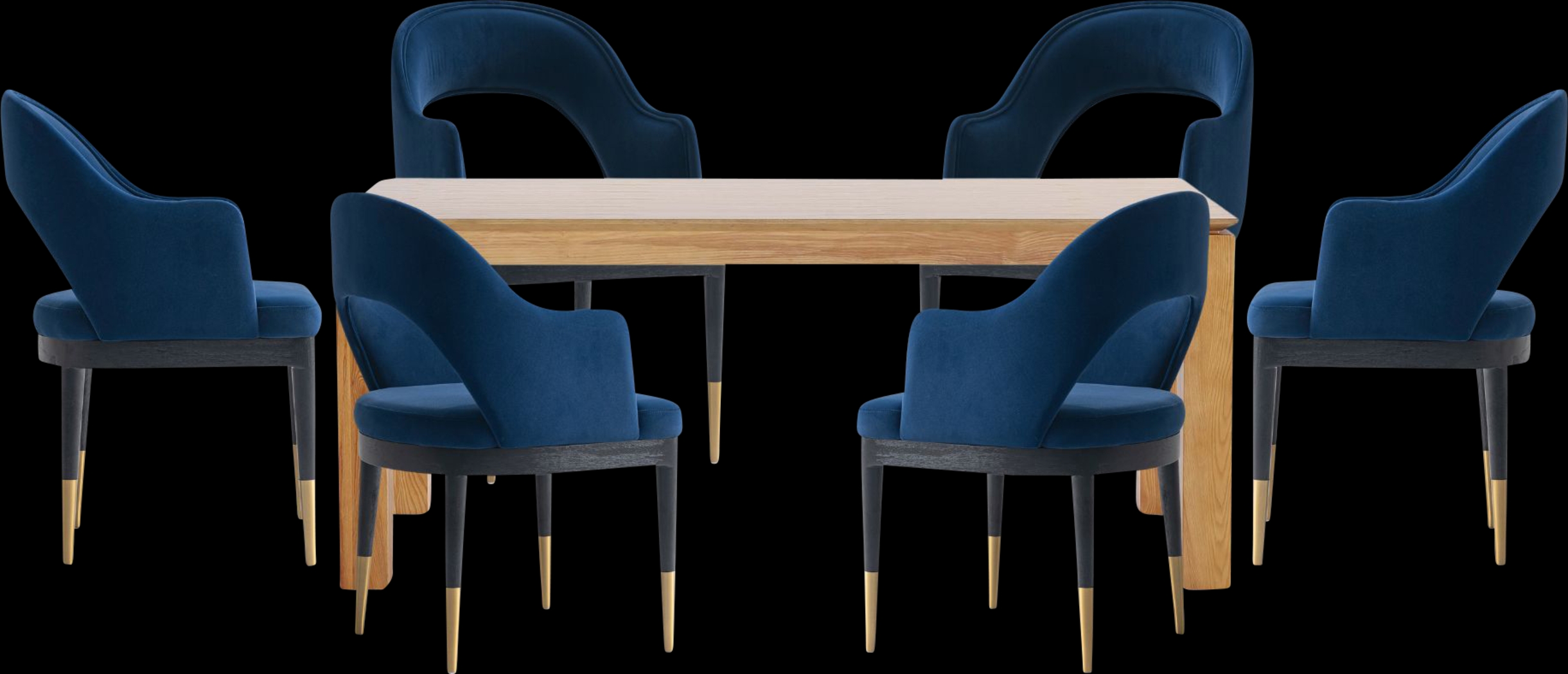 Fischbeck Natural and Blue 7 Pc Dining Table Set - Thumbnail - Image 1